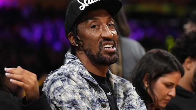 Scottie Pippen attends the game between the Los Angeles Lakers and the Charlotte Hornets at Crypto.com Arena. The Hornets defeated the Lakers 134-130.